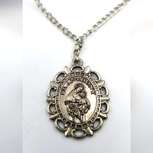 Silver st Anthony pray for‎ us rosary prayer necklace